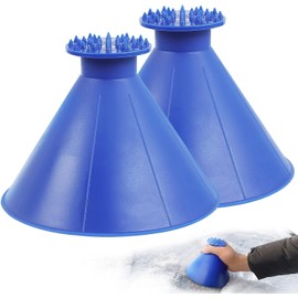 sunnilly Ice Scraper Car Round, 2 Pieces Car Ice Scraper, Round Ice Scraper, Car Ice Scraper with Funnel Round 360 Degrees, Magic Ice Removal Quick Tool for Suitable Car SUV Van (Blue)