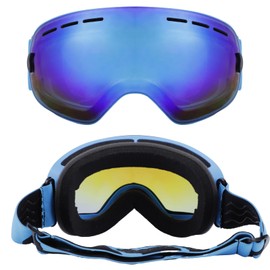 Sport Ski Goggles, Skiing Goggles for Man & Woman, Anti-Fog OTG Snow Sunglasses, All Real REVO Detachable Dual lens, UV-400 Protection, Compatible for all Helmet