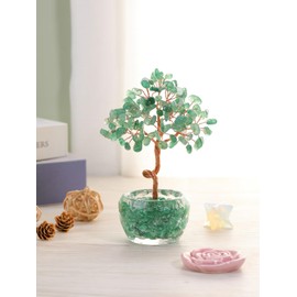 Jovivi Green Aventurine Crystal Trees,Natural Gemstone Bonsai Money Tree of Life Green Healing Crystals Home Office Desk Decor for Women Birthday Gifts