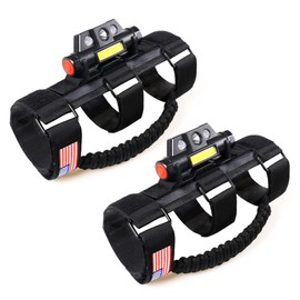 RERPRO Roll Bar Grab Handles with Dome Light for Jeep Wrangler CJ YJ TJ JK JL Gladiator JT 1945-2025 2.0”-4.0” Roll Cage Paracord Grip Handle with Yellow Emergency Strobe Lights 2 Pack Black