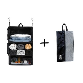 NOIS GENESIS Travel Organizer, Compression Suitcase Organizer, Hanging Organizer, Luggage Packing Organizer, Clothes Closet Organizer, Portable Storage Shelves, Includes Shoe Bag
