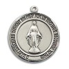 Bliss Sterling Silver Miraculous Medal Catholic Pendant Necklace 24" Chain