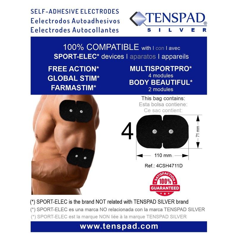 TENSPAD SILVER Set of 4 Double Electrodes for Sport-Elec Devices