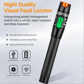 Moocci 3 Pcs Visual Fault Locator Fiber Optic Tester - Fiber Optic Cable Tester Meter with FC to LC Adapter - Tools Kit for FC/SC/ST/LC Connector,Network Cable Test -Green Purple Black