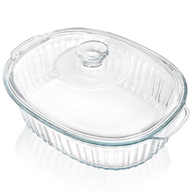 Noamus 2 Pieces 3Qt Glass Casserole Dish with Lid, Extra Large Oval Glass Baking Pan, Heat-Resistant Covered Lasagna Cookware, Clear Deep Food Container, Mixing Bowl for Cooking, Oven&Microwave Safe