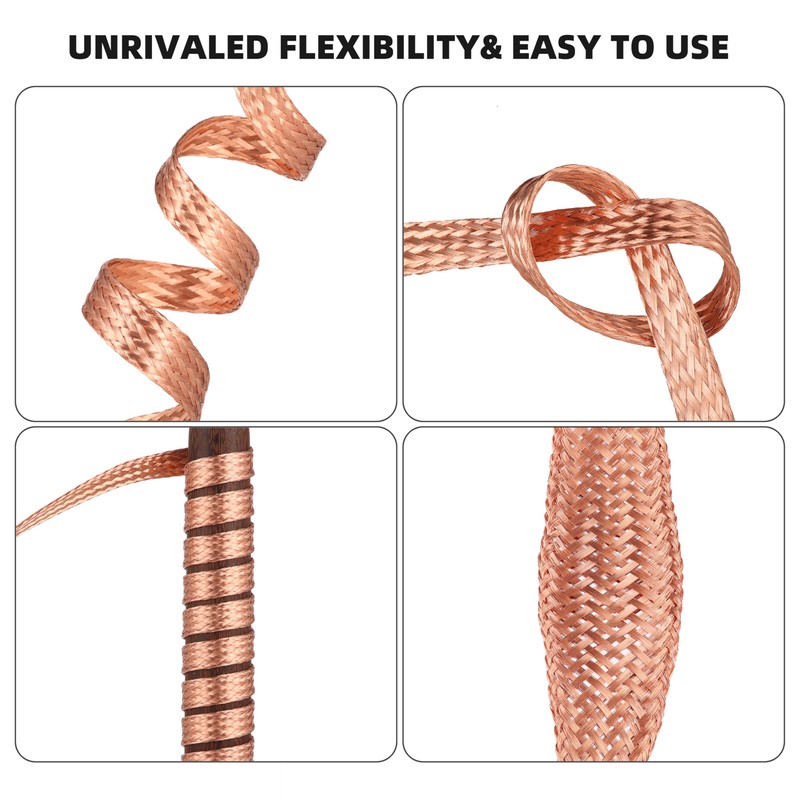 KWOKWEI 16 mm Flat Copper Braid Cable, 3 m /
