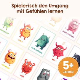 Emotion Cards for Children [30 Cards + Explained Texts] – Emotion Cards for Self-Regulation Children and a Good Feeling – Pedagogically Valuable – Feeling Monster for Emotional Children