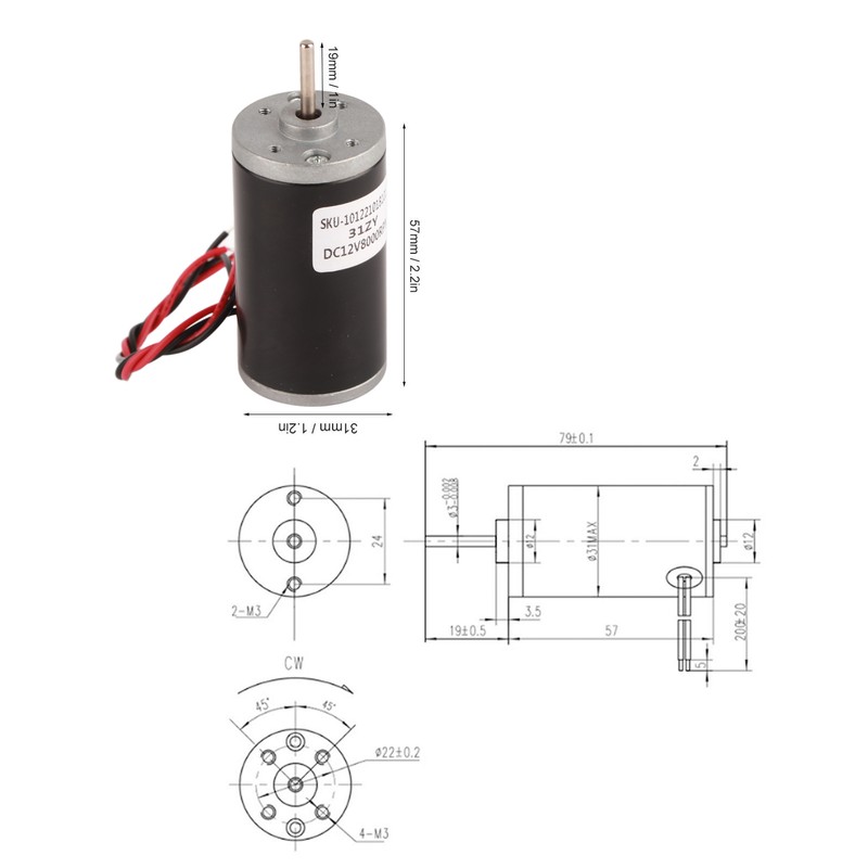 DC Permanent Magnet Motor Low Noise Mini High Speed CW