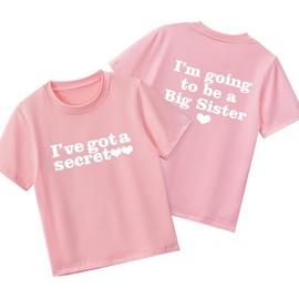 Big Sister T Shirts Tops Toddler Baby Girl Going to be a Big Sister Tees Outfit (I've got a Secret-Pink, 18-24 Months)