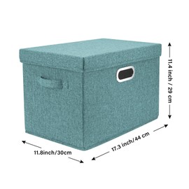 TYEERS Large Collapsible Storage Bins with Lids, Organization Bins for Closet Storage, Clothes Storage, Folding Storage Box with Lids for Home Office Storage - 3 Pack - Aqua Deep