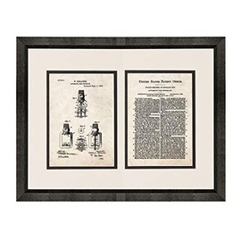 Automatic Fire Sprinkler Patent Art Old Look Print in a Beveled Black Wood Frame with a Double Mat (20" x 24") M14066