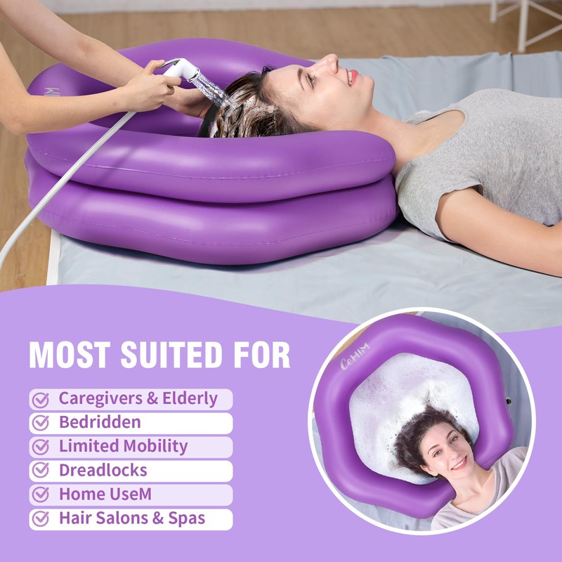Inflatable Shampoo Basin for Bedridden Elderly & Disabled - Portable