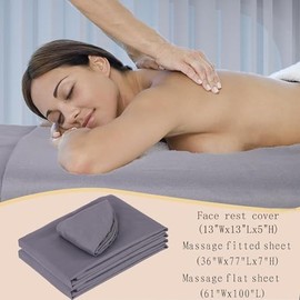 Kesfey Kesfey 3-Piece Microfiber Massage Sheet Set, Light and Soft, Stain and Wrinkle-Resistant, Includes Flat Sheet, Fitted Sheet and Face Rest Cover(Grey)