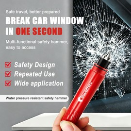 AWELCRAFT Car Safety Hammer 2 Pack,Window Breaker and Seatbelt Cutter, Emergency Escape Tool, Vehicle Glass Breaker with Tungsten Steel Head, Land Underwater Life Saving Tool(Black & Red)