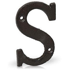 Basic Fundamentals 3-Inch Cast Iron Letters for Wall and Mailbox - Letter S - Industrial Design Mailbox Letters for Address Sign and House Decor - Black Brown