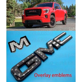 Auto Front Black USA Flag Emblem Overlay 2019-2024 GMC Sierra 1500 2500HD 3500HD