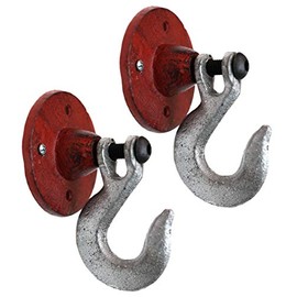 Ebros Cast Iron Red Decorative Construction Crane Tow Style Farmhouse Wall Hanger Coat Swivel Hook Decor Hangers Also for Hats Leashes Backpacks Keys Organizer On Mudroom Main Entrance Walls (2)