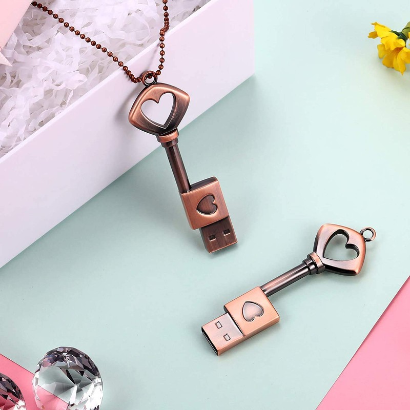 Funny Metal Copper Heart Shape Key USB Flash Drive USB