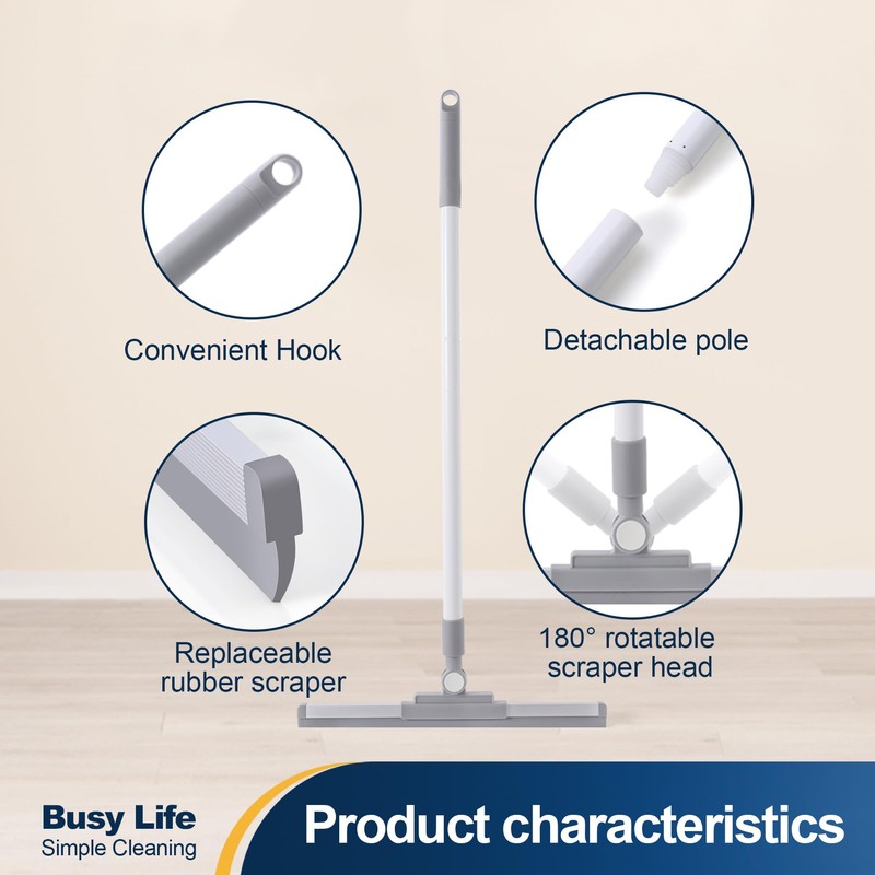 Yocada Rubber Floor Squeegee Broom TPR Blade Adjustable Scrubber Squeegee