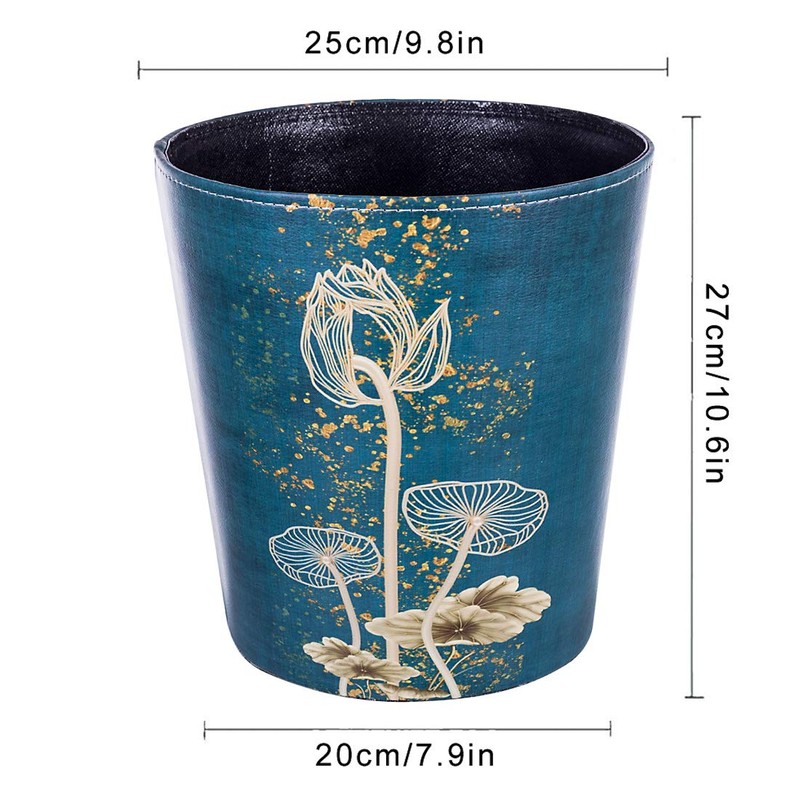 Scakbyer 10L/2.64 Gallon PU Leather Trash Can Waterproof Decorative Wastebasket