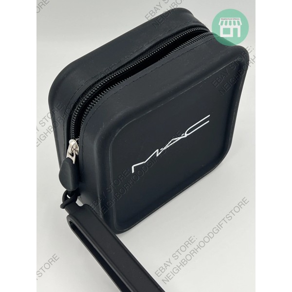 M·A·C MAC Cosmetic Black/Black Makeup Rubber Cosmetic Pouch Case 5"x5"x2"
