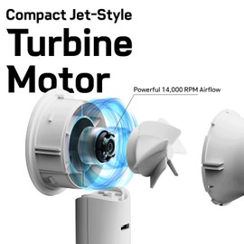 Bluefeel Portable Handheld Turbo Fan, 5-Speed Mini Personal Fan with Adjustable Turbo Mode, 16H Max Cooling Time, and 3000mAh USB Rechargeable Battery for Travel/Outdoor/Home/Office (Lime Green)