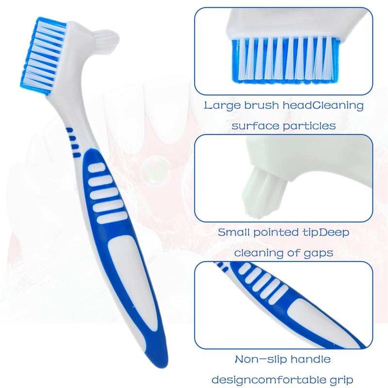 Pack of 4 Denture Toothbrushes, Denture Brush, with Multilayer Bristles