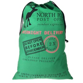 Santa Sack Green, Christmas Reindeer, Post Office, Draw String Present Bag Sack, Xmas Present Sack for Kids, Christmas Presents, Festive Gift, Christmas Bag for Presents - By TRIXES