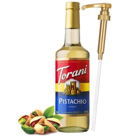 Premium Pistachio Syrup For Coffee or Beverage 25.4Oz Bottle With Alpha Pantry Gold Pump Coffee Syrup Dispenser