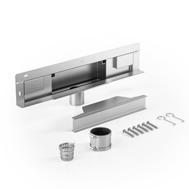 Bernkot Linear Wall Drain 18’’, 304 Stainless Steel Side Drain w/Tiled Grate & Hair Strainer, Brushed Tiled Shower Drain for Bathroom, CUPC Certified