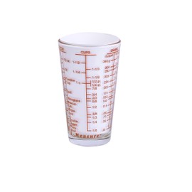 Kolder Mix N Measure Glass, Multi-Purpose Liquid and Dry Measuring Cup, 6 Units of Measurement, Heavy Glass, Red