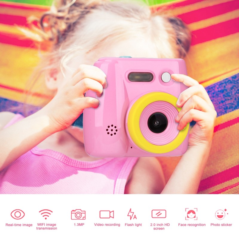 V5 2in Screen 1.3MP Mini Children Kid Camera Pink with