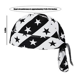 ZUYYON 9 Pcs Do Rag Skull Cap Sweat Wicking Head Wraps Cooling Durags Beanie Skull Bicycle Helmet Liner Bandana for Men Women(American Flag Style)