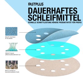 8 Hole Sandpaper 125 mm Velcro Sanding Discs Pack of 50 Ceramic Sanding Disc Dust-free and Durable Random Orbital Sandpaper 60/80/120/150/180/240/320/400 for Automotive and Woodworking