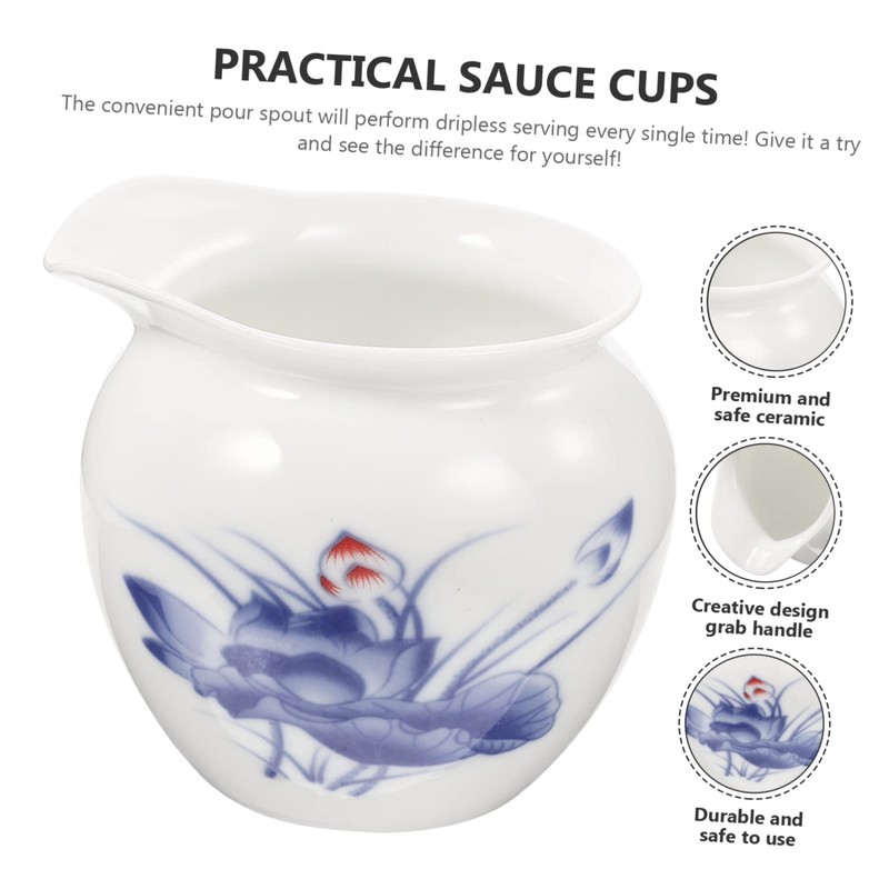 LABRIMP Ceramic Milk Gravy Boat Elegant Sauce Dispenser for Kitchen