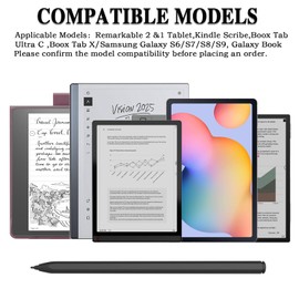 EMR Pen with Eraser, Remarkable 2 Pens with Pencil Clip and 5 Tips, 4096 Pressure Sensitivity & Palm Detection & Tilt, Digital Pen for Kindle Scribe/Galaxy Tab&Book/Remarkable/Boox Tab