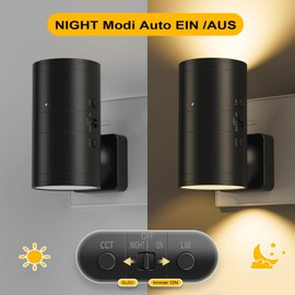 Night Light Socket with Twilight Sensor, Pack of 2 LED Night Light with Brightness Adjustable 3 Colour/3 Modes for Children's Room, Hallway, Bedroom, Bathroom, Living Room (Black, Pack of 2)