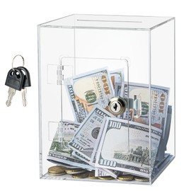 Piggy Bank Piggy Bank Acrylic Lock and Keys, Clear Clear Visible Money Box
