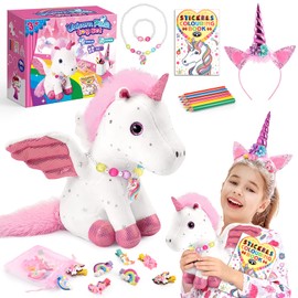 EUCOCO Unicorn Cuddly Toy, Gifts for 3-7 Years Girls from 3-8 Years Girls Craft Set Children from 3-8 Years Cuddly Toy Unicorn Toy Horses Girls