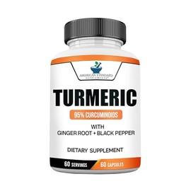 American Standard Supplements Turmeric Extract - Curcumin 95% with Ginger Root Extract & Black Pepper Extract– 60 Vegan Capsules, 60 Servings