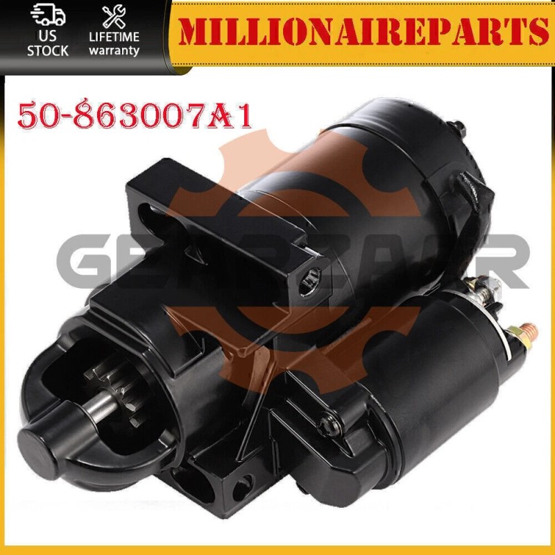 GEARZAAR 1PC 50-863007A1 Black Starter For Mercruiser Model 3.0 4.3