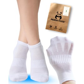 PANDA FOOD 6 Pairs Premium Bamboo White Ankle Socks | Breathable, Antibacterial, Comfortable | Sports Trainer Socks for Running, Walking | Unisex | UK 3-7