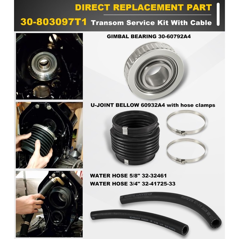 Transom Bellows Repair Reseal Kit & Lower Shift Cable For