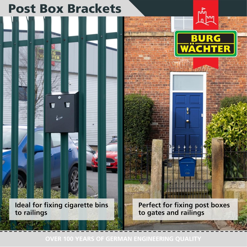 Burg-Wachter Adjustable Post Box Gate & Railing Mounting Bracket Kit,