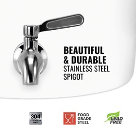 Geo Sports Porcelain Ceramic Crock Water Dispenser, Stainless Steel Faucet, Valve and Lid Included. Fits 3 to 5 Gallon Jugs (Green Stripe)