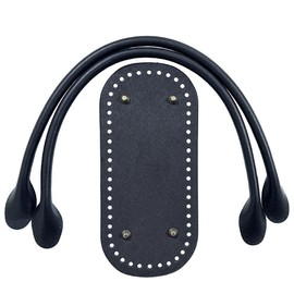 CABODYALS Black Bag Handles Replacement Pu Leather Knitting Purse Handle Oval Crochet Bag Base Kit Bottom Shaper Insert Cushion Short Strap for Handbag Crossbody Totes Shoulder Bag Crafts Supply