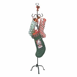 Renovators Supply Black Display Storage Hanger Rack Freestanding 60 in.Tall Wrought Iron Stand Organizer with 6 Hooks for Coat, Robe, Plants Or Bag Rust Resistant Powder Coated Easy Assembly Rack