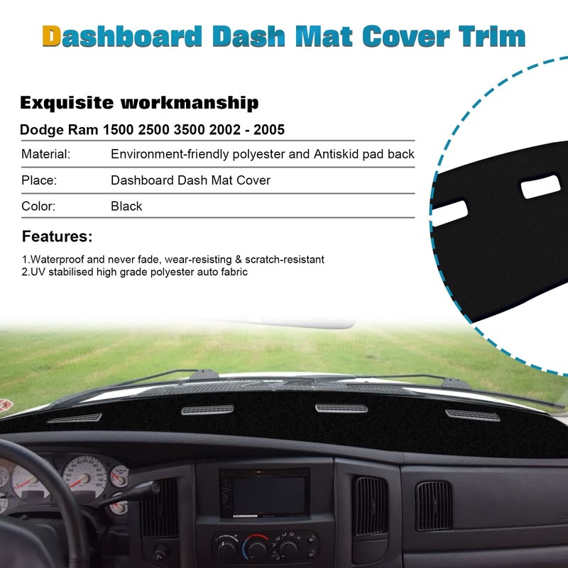 x xotic tech Dashboard Mat Cover Compatible with Dodge Ram