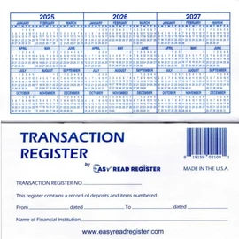 Easy Read Register 12 Check registers for Personal Checkbook - Checkbook Ledger Transaction Registers Log for Personal or Business Bank Checking Account, Saving Account