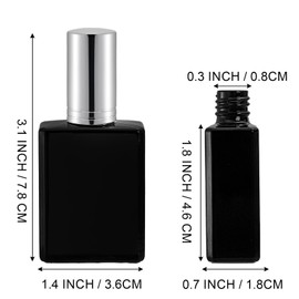 Foraineam 18 Pack 15ml Black Glass Fine Mist Atomizer Spray Bottles, Refillable Mini Glass Perfume Bottle Fragrance Bottles, Empty Perfume Atomizer Bottle with Droppers and Funnels